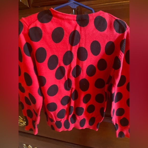 Hanna Andersson red with black polka dots button up sweater - Picture 3 of 9